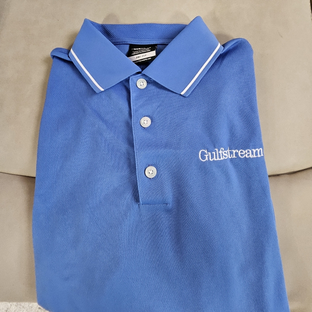 Nike Dri Fit Mens Polo Small Embroidered Gulfstream NWT Short Sleeves SM Blue